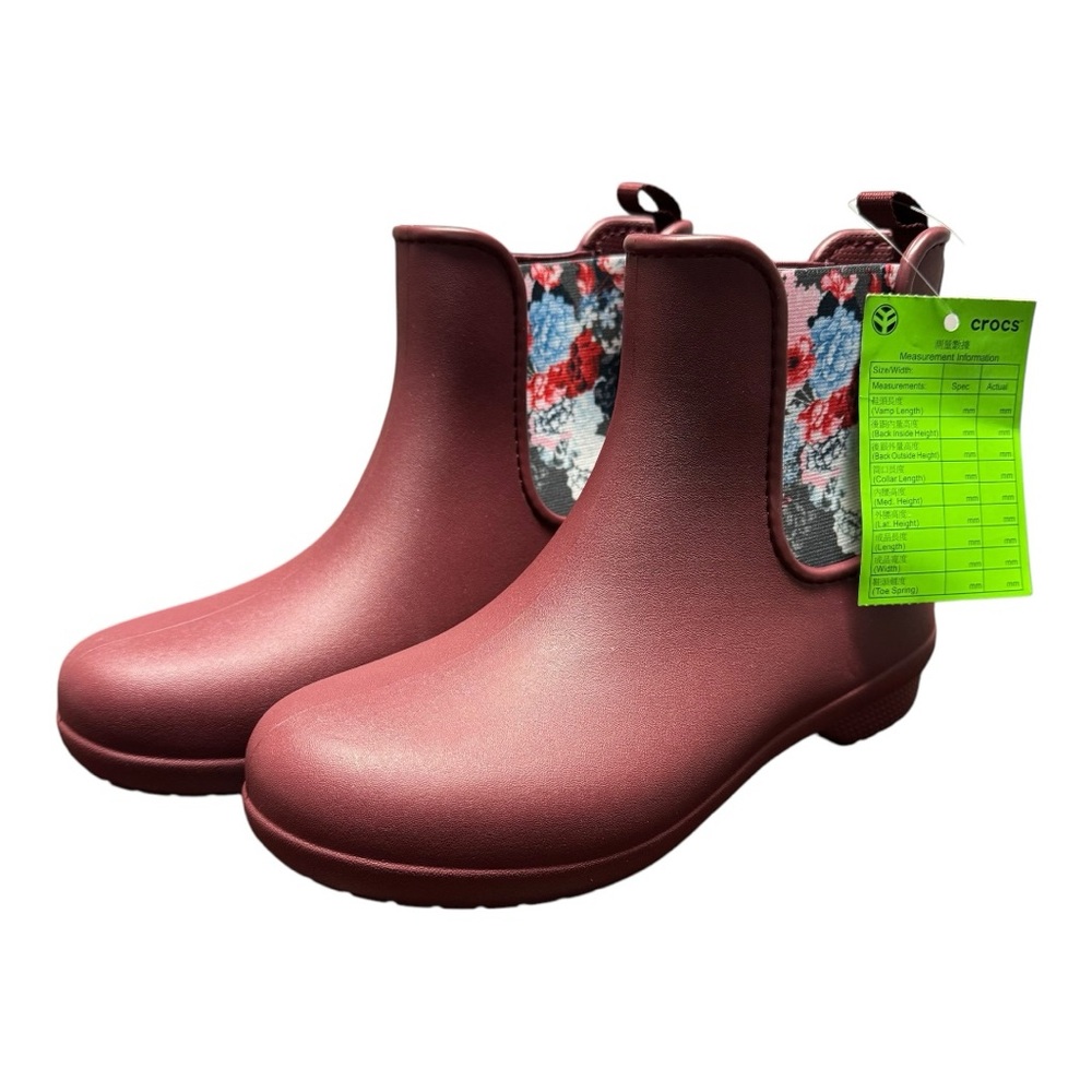 Women’s Size 7 CROCS Freesail Chelsea Garnet Waterproof Rain Casual Boot - Picture 2 of 8